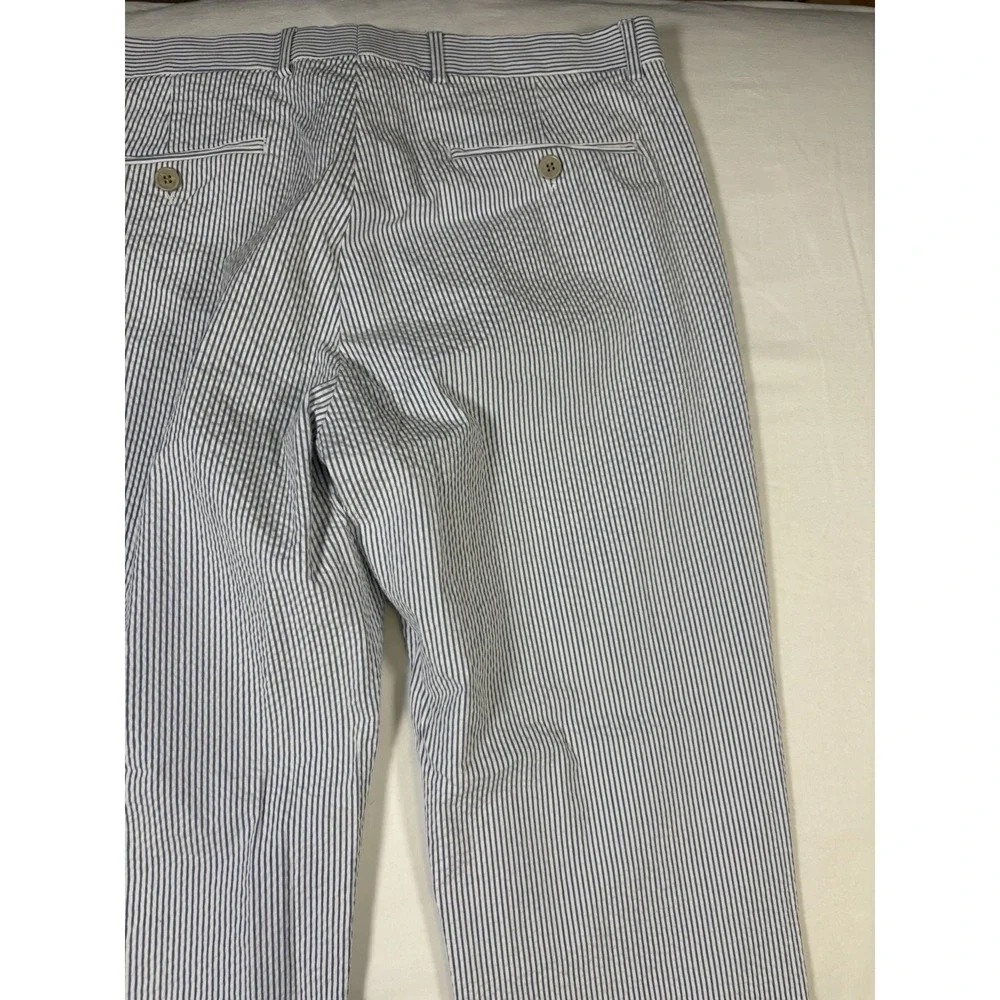 Britches Seersucker Striped Pants Size 34 x 30 Blue White Summer Preppy Trousers